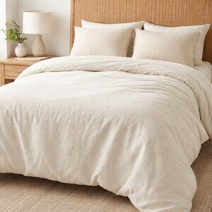 Casaluna King Linen Blend Bedspread / Coverlet – Neutral Cream Bedding 1/3